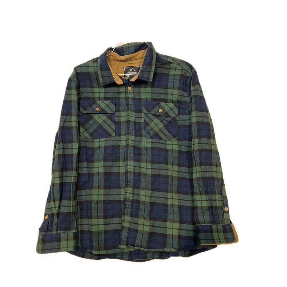 Outdoor Jacket Flannel Shirt Green Black Men's Large